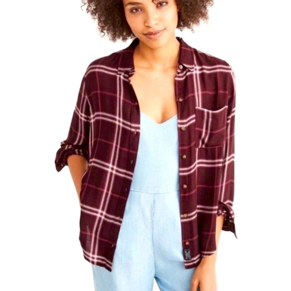 Abercrombie & Fitch drapey Plaid Button-Down Shirt